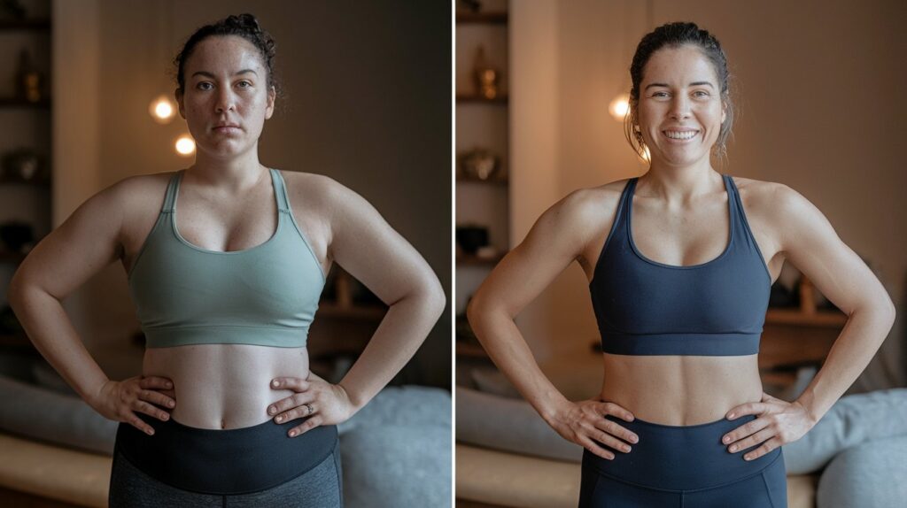 a woman before and after